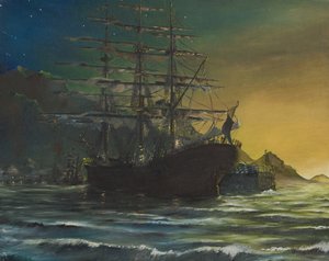 Barco clipper en puerto 1860